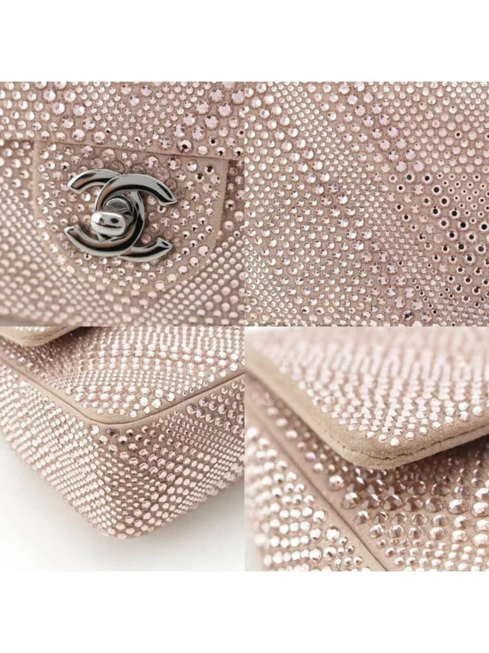 Chanel Rhinestone CC Logo Turnlock Swarovski Chain Shoulder Bag Pink